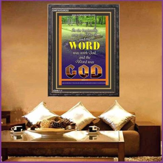 THE WORD WAS GOD   Inspirational Wall Art Wooden Frame   (GWFAVOUR252)   
