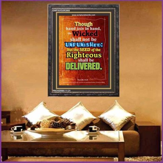 THE RIGHTEOUS SHALL BE DELIVERED   Modern Christian Wall Dcor Frame   (GWFAVOUR3065)   