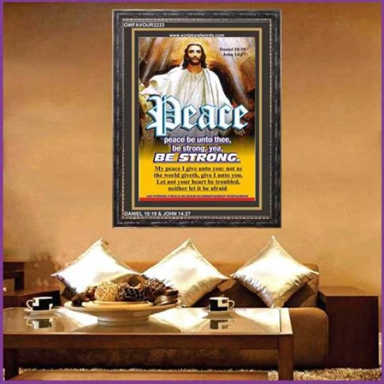 PEACE BE UNTO THEE   Scripture Wooden Frame   (GWFAVOUR3233)   