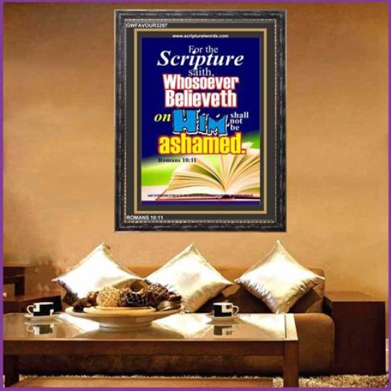 WHOSOEVER BELIEVETH   Acrylic Glass Frame Scripture Art   (GWFAVOUR3297)   