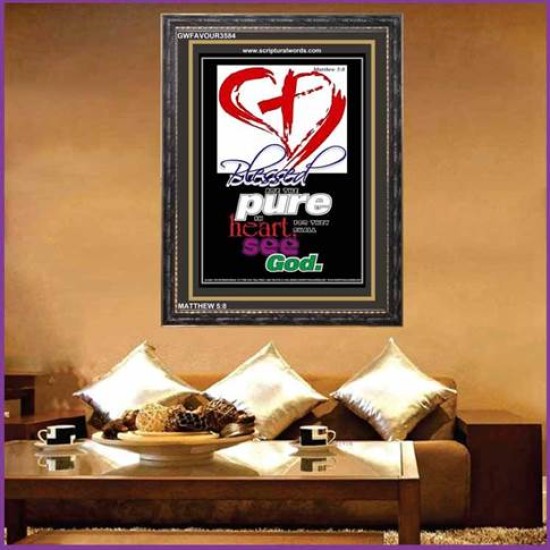 PURE IN HEART   Acrylic Glass Frame Scripture Art   (GWFAVOUR3584)   