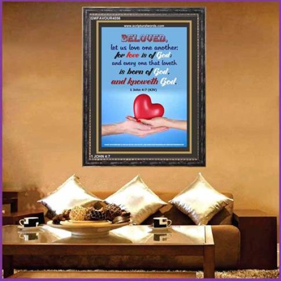 LOVE IS OF GOD   Contemporary Christian Wall Art Acrylic Glass frame   (GWFAVOUR4056)   