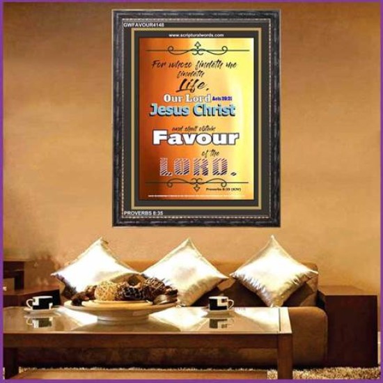 OBTAIN FAVOUR OF THE LORD   Bible Verse Framed for Home   (GWFAVOUR4148)   