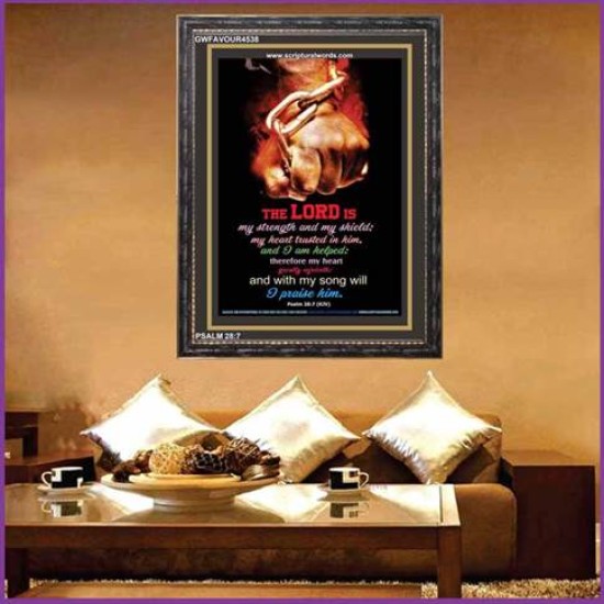 WITH MY SONG WILL I PRAISE HIM   Framed Sitting Room Wall Decoration   (GWFAVOUR4538)   