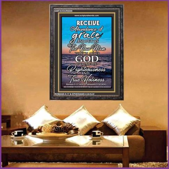 PUT ON THE NEW MAN   Large Framed Scripture Wall Art   (GWFAVOUR6698)   