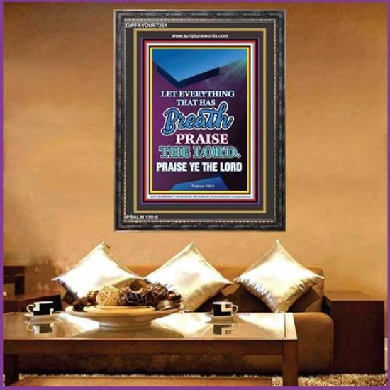 PRAISE THE LORD   Large Frame Scripture Wall Art   (GWFAVOUR7261)   