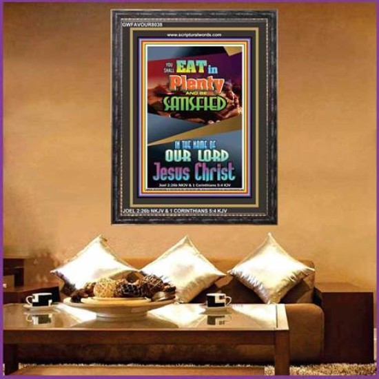 YOU SHALL EAT IN PLENTY   Bible Verses Frame for Home   (GWFAVOUR8038)   