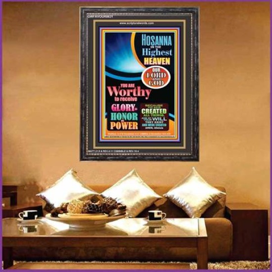 WORTHY TO RECEIVE ALL GLORY   Acrylic Glass framed scripture art   (GWFAVOUR8631)   