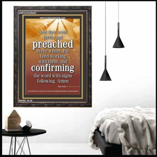 PREACHED EVERY WHERE   Large Framed Scripture Wall Art   (GWFAVOUR023)   