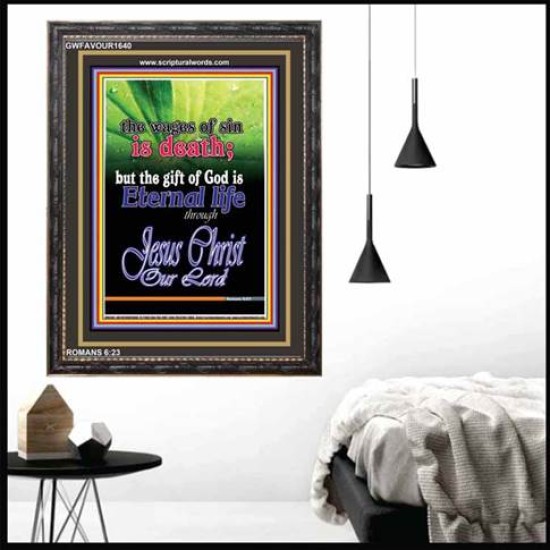 WAGES OF SIN IS DEATH   Christian Paintings Acrylic Glass Frame   (GWFAVOUR1640)   