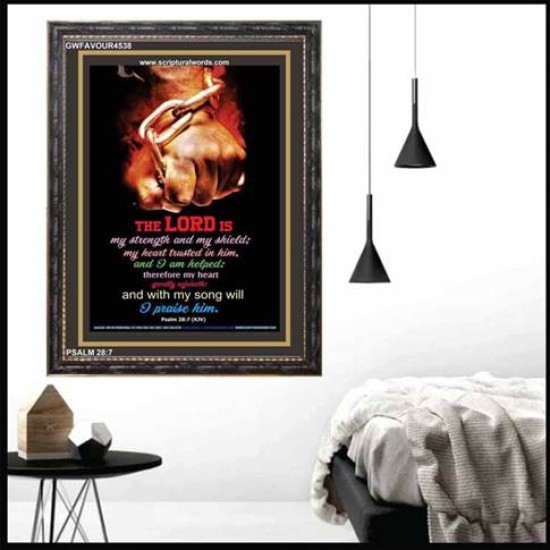 WITH MY SONG WILL I PRAISE HIM   Framed Sitting Room Wall Decoration   (GWFAVOUR4538)   