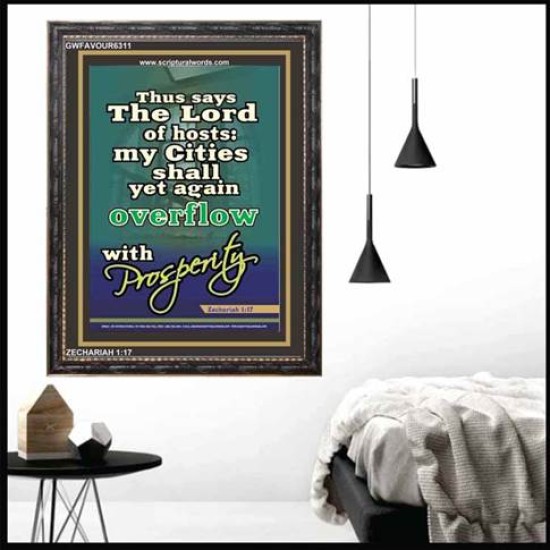 OVERFLOW WITH PROSPERITY   Bible Verses Wall Art Acrylic Glass Frame   (GWFAVOUR6311)   