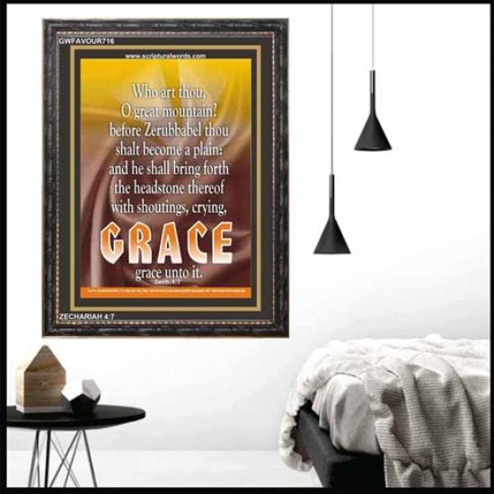 WHO ART THOU O GREAT MOUNTAIN   Bible Verse Frame Online   (GWFAVOUR716)   