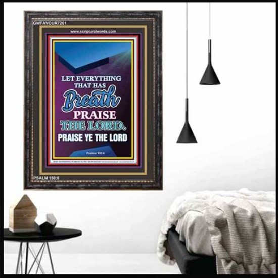 PRAISE THE LORD   Large Frame Scripture Wall Art   (GWFAVOUR7261)   