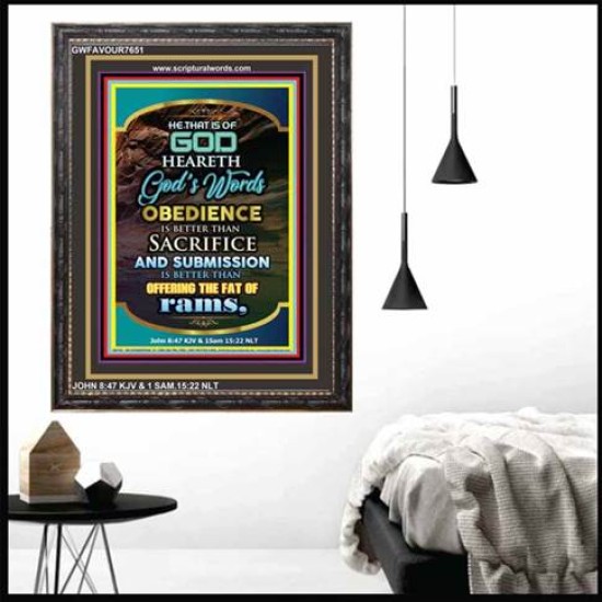 OBEDIENCE IS BETTER THAT SACRIFICE   Scriptural Portrait Acrylic Glass Frame   (GWFAVOUR7651)   