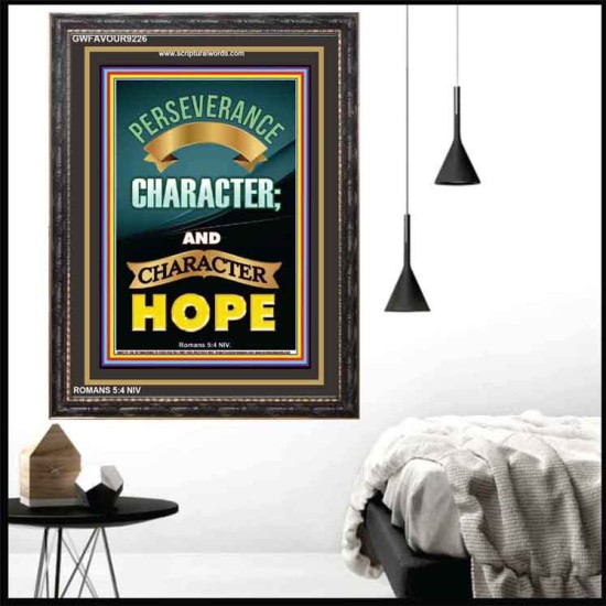 PERSEVERANCE AND CHARACTER   Framed Office Wall Decoration   (GWFAVOUR9226)   