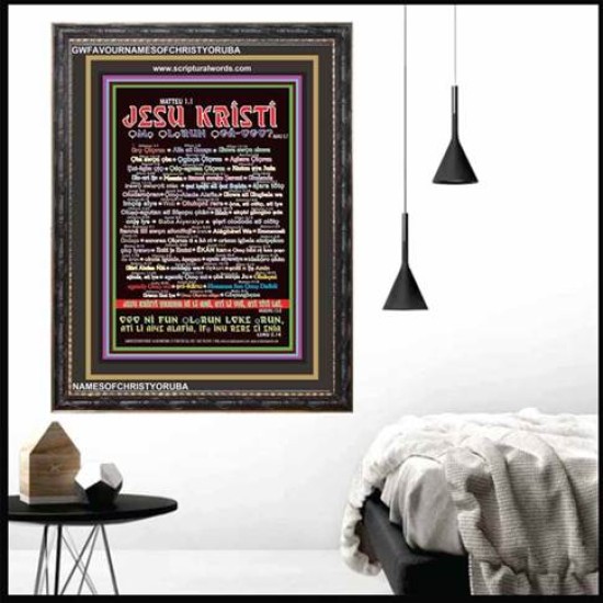 NAMES OF JESUS CHRIST WITH BIBLE VERSES IN YORUBA LANGUAGE {Oruko Jesu Kristi}   Scriptures Wall Art   (GWFAVOURNAMESOFCHRISTYORUBA)   