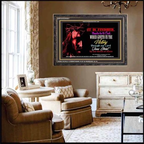 VICTORY BY THE BLOOD OF JESUS   Bible Scriptures on Love Acrylic Glass Frame   (GWFAVOUR4021)   