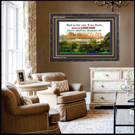 SHOWERS OF BLESSING   Unique Bible Verse Frame   (GWFAVOUR4404)   