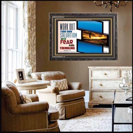 WORK OUT YOUR SALVATION   Biblical Art Acrylic Glass Frame   (GWFAVOUR5312)   