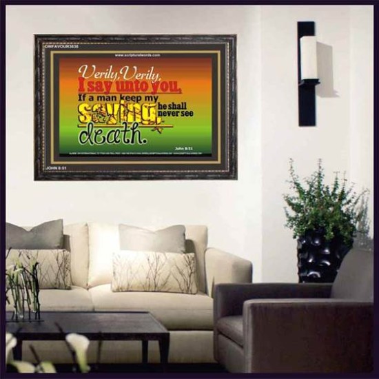 VERILY VERILY   Scripture Art Prints Framed   (GWFAVOUR3838)   