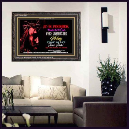 VICTORY BY THE BLOOD OF JESUS   Bible Scriptures on Love Acrylic Glass Frame   (GWFAVOUR4021)   