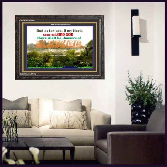 SHOWERS OF BLESSING   Unique Bible Verse Frame   (GWFAVOUR4404)   