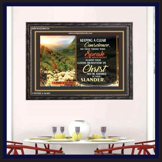 A CLEAR CONSCIENCE   Scripture Frame Signs   (GWFAVOUR6734)   