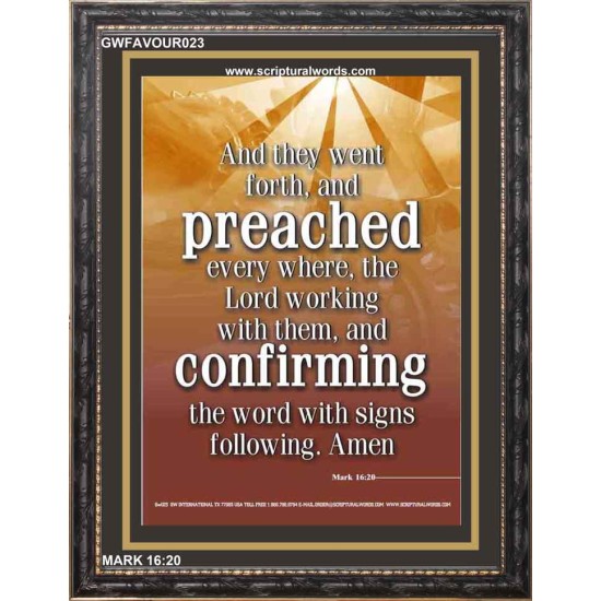 PREACHED EVERY WHERE   Large Framed Scripture Wall Art   (GWFAVOUR023)   