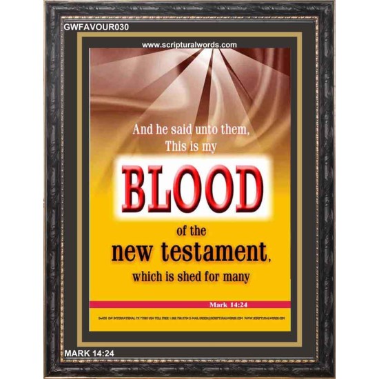 NEW TESTATMENT IN THE BLOOD OF THE LAMB   Framed Bible Verses Online   (GWFAVOUR030)   