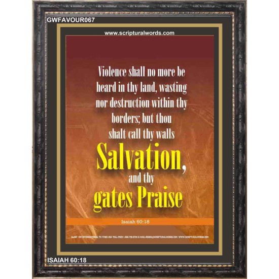 NO MORE VIOLENCE IN THY LAND   Bible Verse Frame   (GWFAVOUR067)   