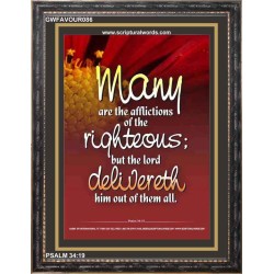 THE RIGHTEOUS IS DELIVERED BY THE LORD   Frame Bible Verse   (GWFAVOUR086)   