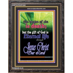 WAGES OF SIN IS DEATH   Christian Paintings Acrylic Glass Frame   (GWFAVOUR1640)   "33x45"