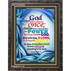 POWER BELONGETH UNTO GOD   Contemporary Christian Wall Art   (GWFAVOUR3042)   