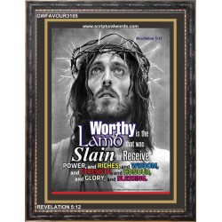WORTHY IS THE LAMB   Religious Art Acrylic Glass Frame   (GWFAVOUR3105)   "33x45"