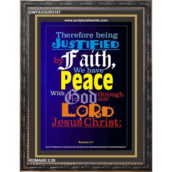 PEACE WITH GOD THROUGH OUR LORD JESUS CHRIST   Large Framed Scripture Wall Art   (GWFAVOUR3187)   