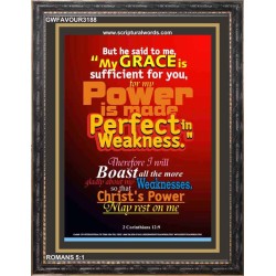 MADE PERFECT IN WEAKNESS   Large Frame Scripture Wall Art   (GWFAVOUR3188)   