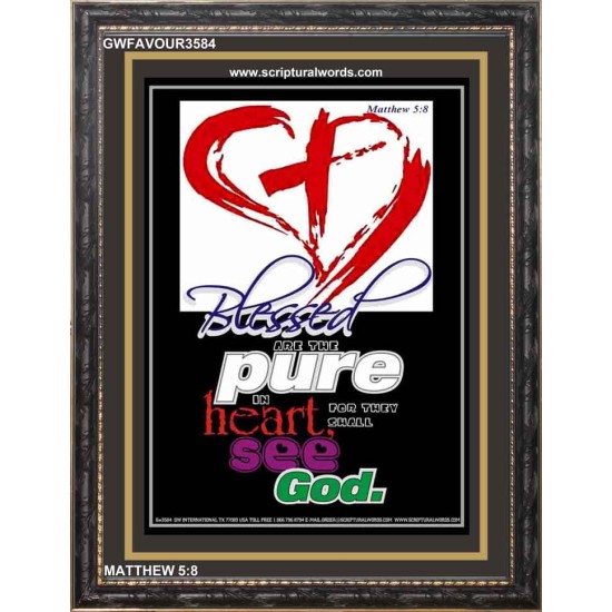 PURE IN HEART   Acrylic Glass Frame Scripture Art   (GWFAVOUR3584)   