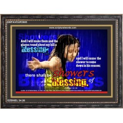 SHOWERS OF BLESSING   Frame Scripture Dcor   (GWFAVOUR3605)   