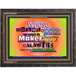 WHOSO MOCKETH THE POOR   Frame Scriptural Dcor   (GWFAVOUR3629)   "45x33"