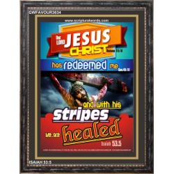 WITH HIS STRIPES   Bible Verses Wall Art Acrylic Glass Frame   (GWFAVOUR3634)   "33x45"
