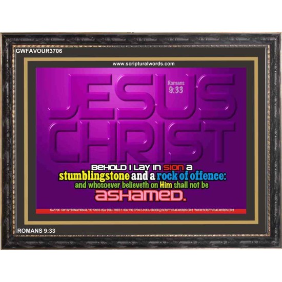 WHOSOEVER BELIEVETH ON HIM SHALL NOT BE ASHAMED   Custom Frame Inspiration Bible Verse   (GWFAVOUR3706)   