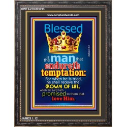 MAN THAT ENDURETH TEMPTATION   Large Frame Scripture Wall Art   (GWFAVOUR3793)   