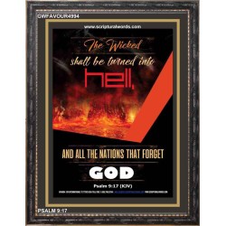 THE WICKED SHALL BE TURNED INTO HELL   Large Frame Scripture Wall Art   (GWFAVOUR4994)   