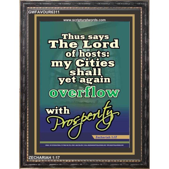 OVERFLOW WITH PROSPERITY   Bible Verses Wall Art Acrylic Glass Frame   (GWFAVOUR6311)   