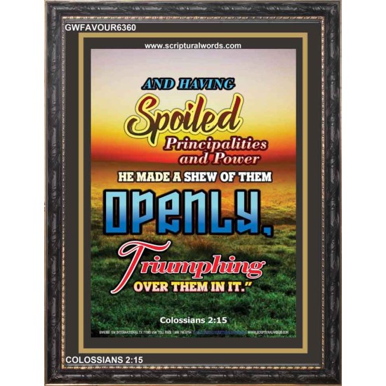 OPENLY TRIUMPHING   Contemporary Christian Wall Art Acrylic Glass frame   (GWFAVOUR6360)   