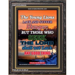 THE YOUNG LIONS LACK AND SUFFER   Acrylic Glass Frame Scripture Art   (GWFAVOUR6529)   