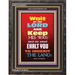 WAIT ON THE LORD   Bible Verses Wall Art Acrylic Glass Frame   (GWFAVOUR6535)   "33x45"