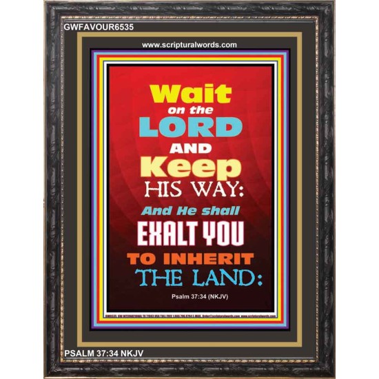 WAIT ON THE LORD   Bible Verses Wall Art Acrylic Glass Frame   (GWFAVOUR6535)   