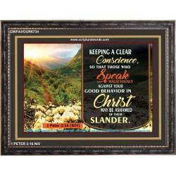 A CLEAR CONSCIENCE   Scripture Frame Signs   (GWFAVOUR6734)   "45x33"